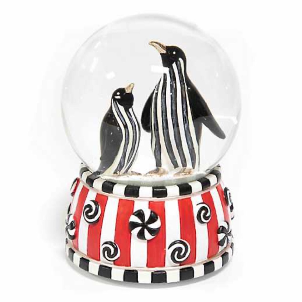 MacKenzie-Childs Checkmate Penguin Snow Globe